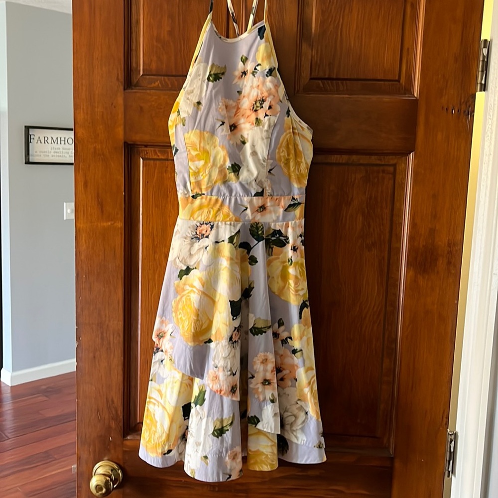 Purple dress with flowers, used once for a wedding
